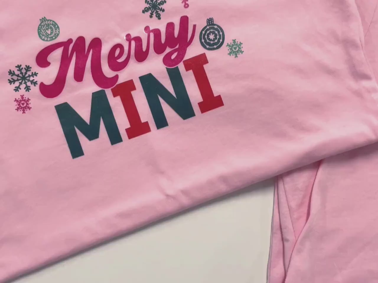 Merry Mama and Mini Matching Christmas T-shirt Set Merry and Bright Pink Christmas Modern Tees Mama and Me Set Holiday Top