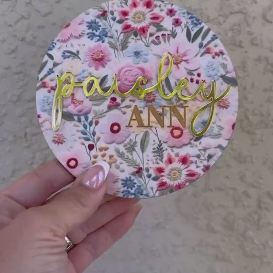 Baby Girl Floral Name Sign 3D Name Announcement Floral Nursery Newborn Photo Prop