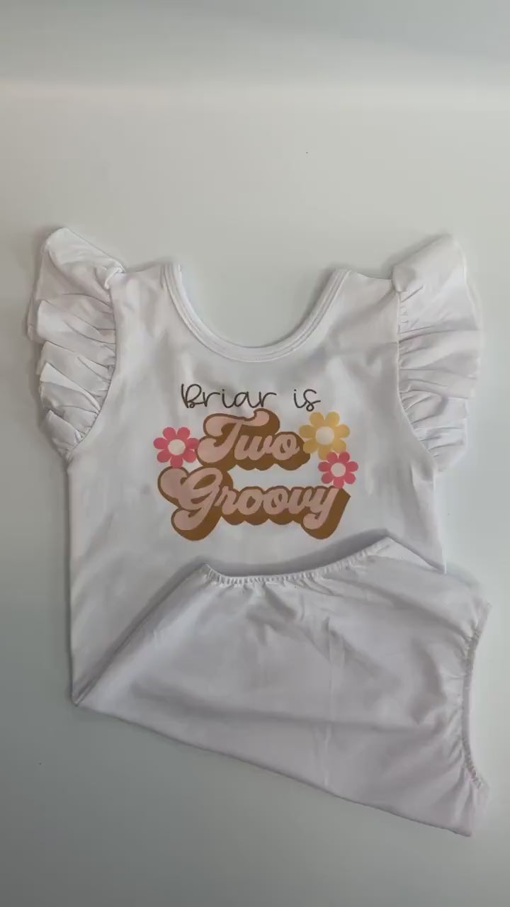 Two Groovy Birthday Shirt Personalized Boho Hippie Daisy Leotard 2nd Birthday Girl Second Birthday Shirt Rainbow Birthday Outfit