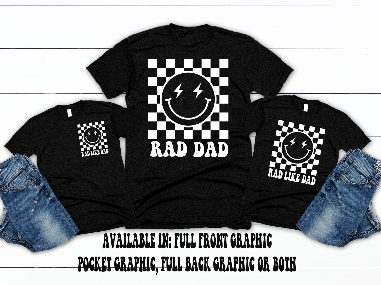 Rad Like Dad Retro Father's Day Matching Shirts Gift from Kids Gift for Husband - Squishy Cheeks