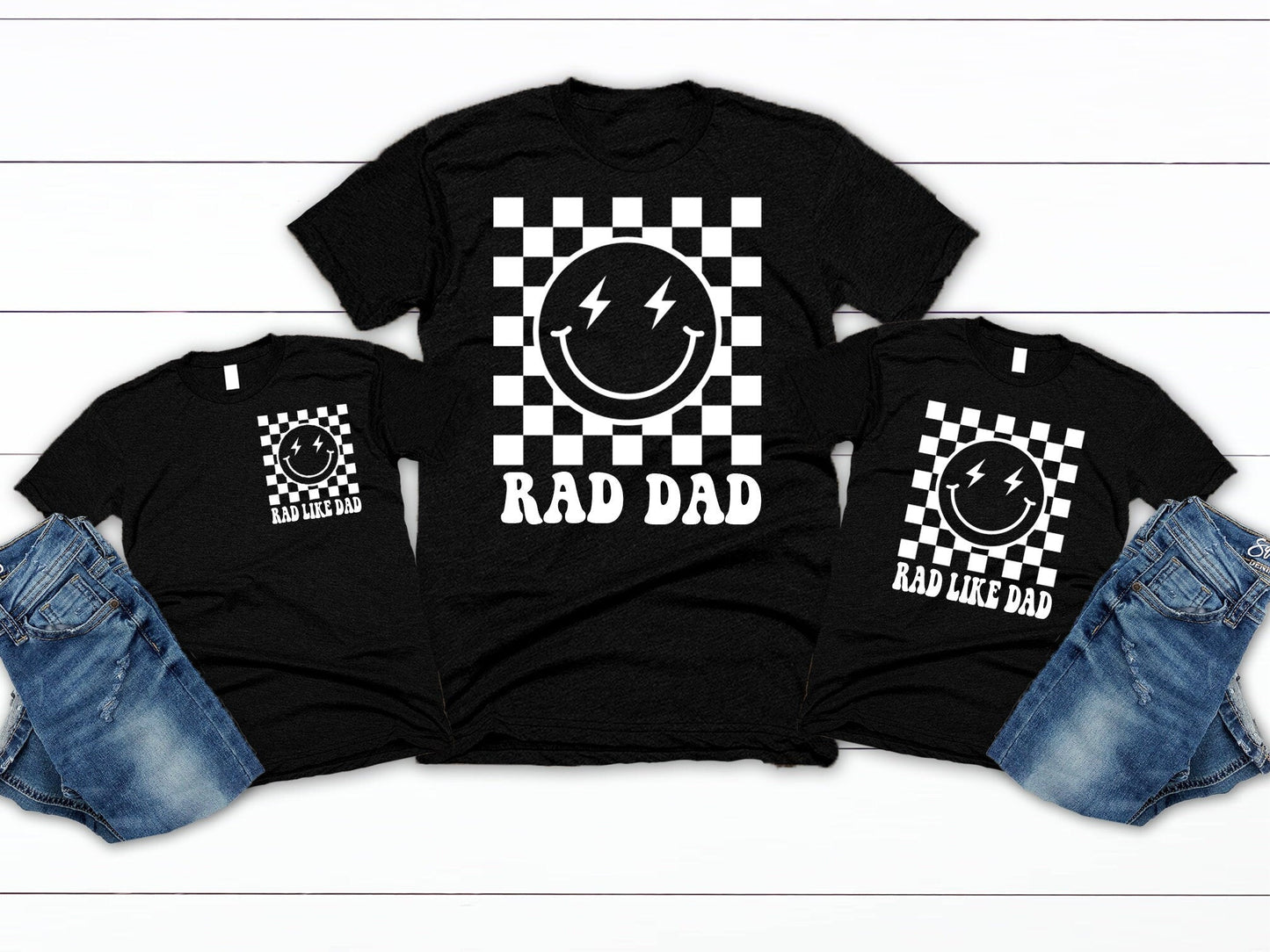 Rad Like Dad Retro Father's Day Matching Shirts Gift from Kids Gift for Husband - Squishy Cheeks