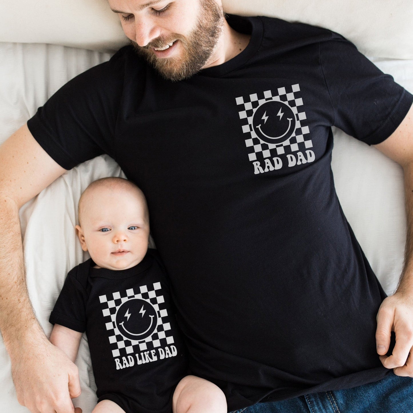 Rad Like Dad Retro Father's Day Matching Shirts Gift from Kids Gift for Husband - Squishy Cheeks