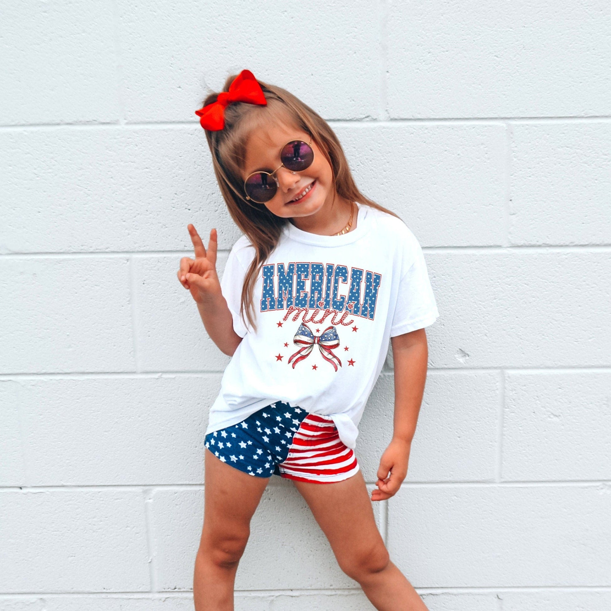 Retro American Mama Mini Mommy and Me 4th of July Patriotic Matching Shirts Set - Squishy Cheeks