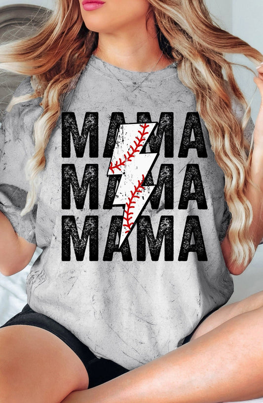 Retro Baseball Mama Distressed Mama Baseball Mom Parent Tee Comfort Colors Shirt - Squishy Cheeks