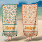 Retro Flower Personalized Beach Towel, Groovy Hippie Sibling Matching Custom Beach Towel Kids Pool Towel With Name - Squishy Cheeks