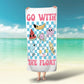 Retro Go With The Float Personalized Beach Towel, Retro Trendy Beach Towel, Children's Pool Towel Bathing Towel - Squishy Cheeks