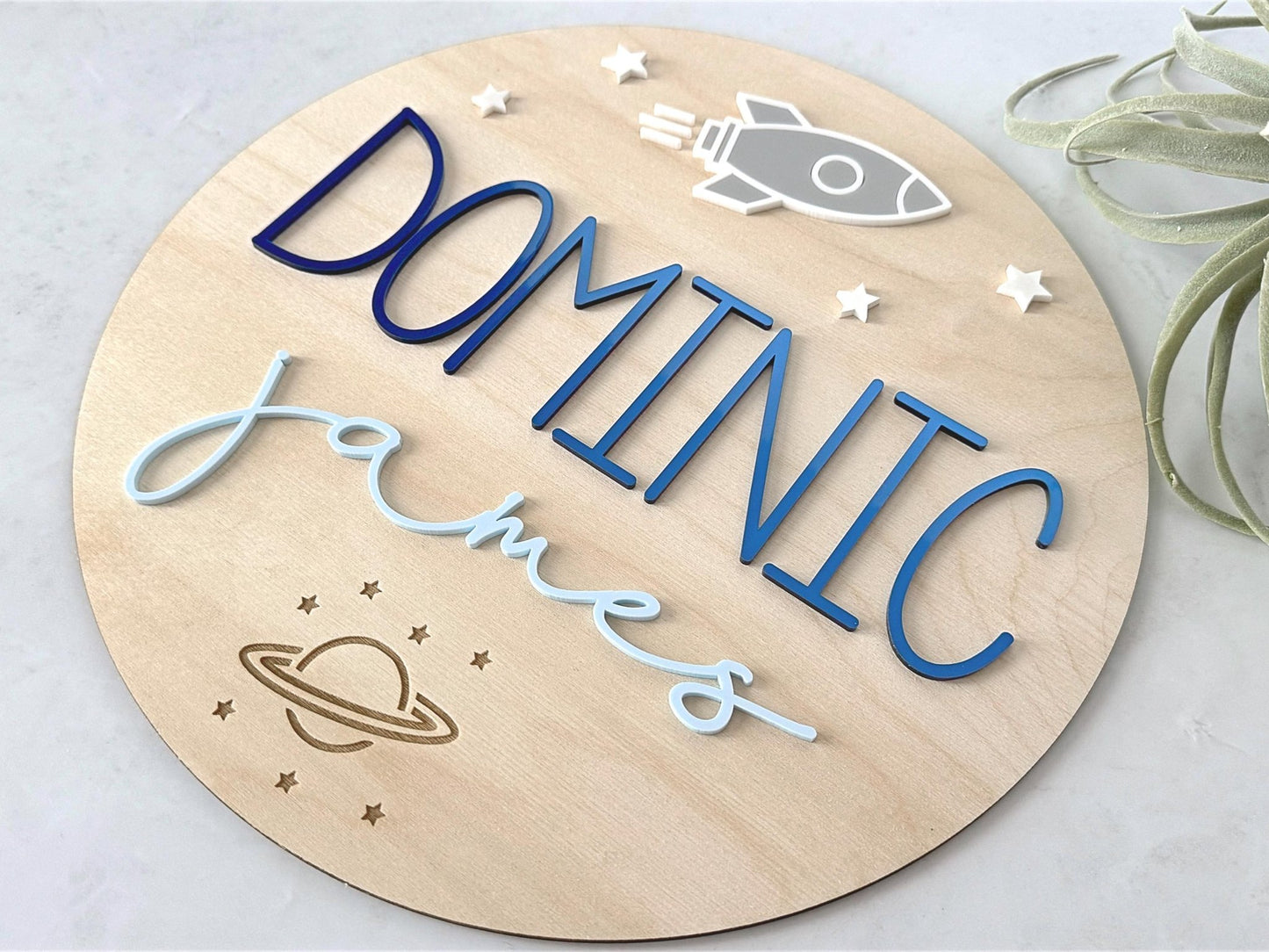 Space Baby Name Sign, Newborn Name Announcement, Space Nursery Plaque, Photo Prop - Squishy Cheeks