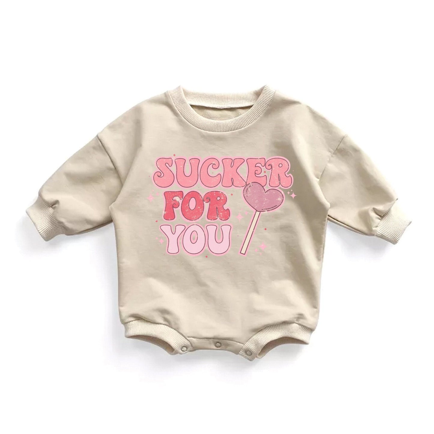 Sucker For You Valentine's Day Kids Shirt Girls Valentine Sweatshirt I'm A Sucker For You Bubble Romper Toddler Sweatsuit - Squishy Cheeks