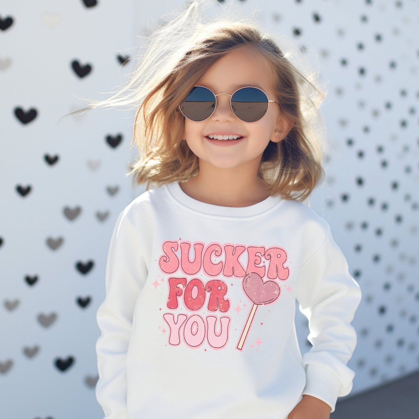 Sucker For You Valentine's Day Kids Shirt Girls Valentine Sweatshirt I'm A Sucker For You Bubble Romper Toddler Sweatsuit - Squishy Cheeks