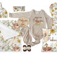 Vintage Floral Baby Girl Blanket Gift Set, Personalized Floral Baby Shower Gift Set Gown Blanket Hat Headband Sign Pillow Burp Cloth Sandals - Squishy Cheeks