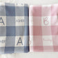 Waffle Baby Blanket Blue Personalized Checkered Plaid Monogramed Baby Swaddle Baby Boy Blanket - Squishy Cheeks