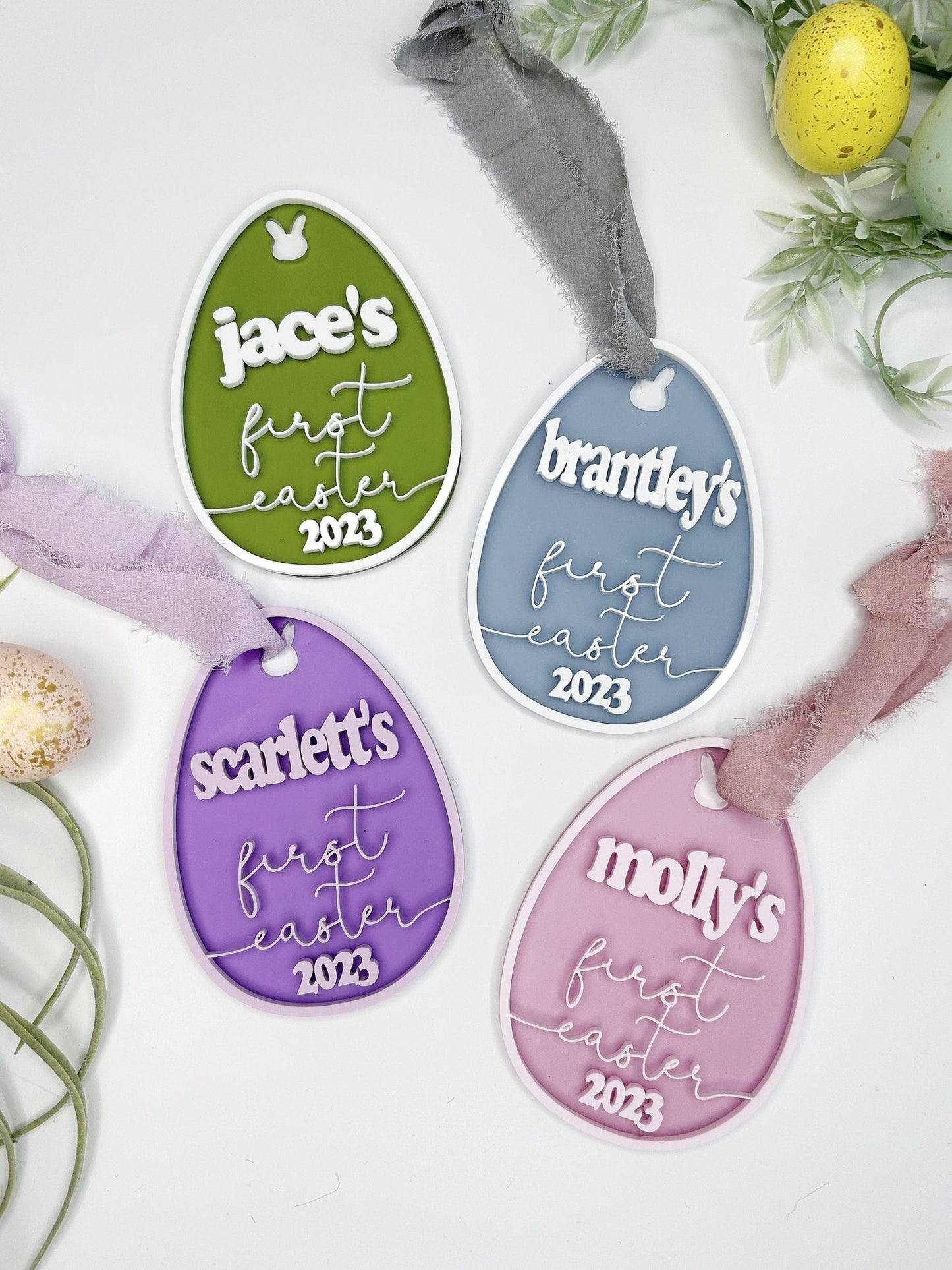 1st Easter Ornament Basket Name Tag - Squishy Cheeks