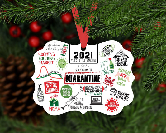2021 Covid Funny Recap Quarantine Christmas Ornament - Squishy Cheeks