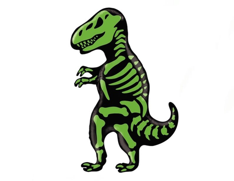41" Green Dinosaur Skeleton Balloon - Squishy Cheeks