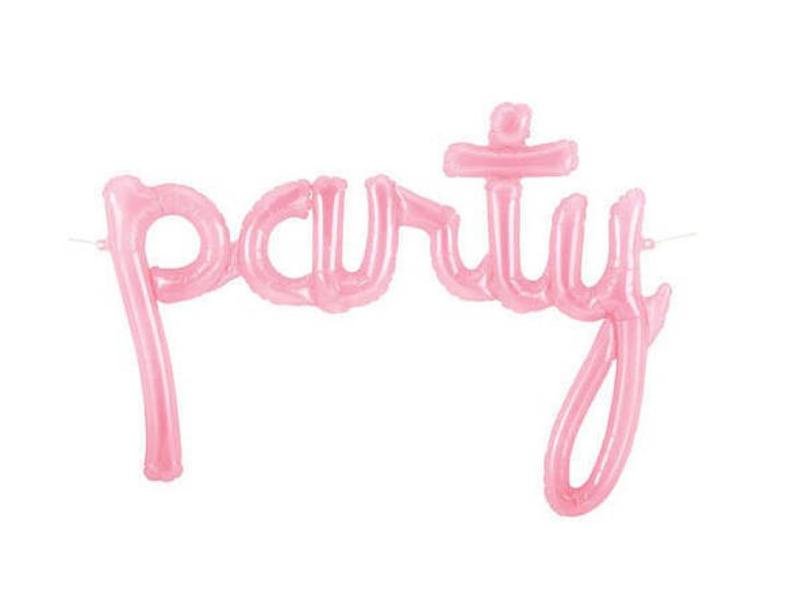 44" Pink Party Script Balloon - Squishy Cheeks