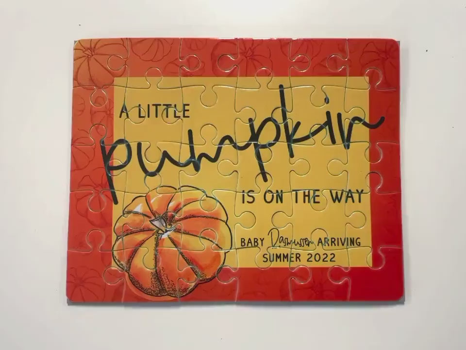 Baby Pumpkin Announcement Puzzle Pregnancy Announcement Personalized We're Expecting Gift Baby Coming Soon