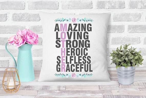 Amazing, Loving, Strong, Heroic, Selfless, and Graceful Mother Pillow Case - Squishy Cheeks