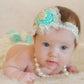 Aqua Vintage Lace Baby Bloomers and Headband - Squishy Cheeks