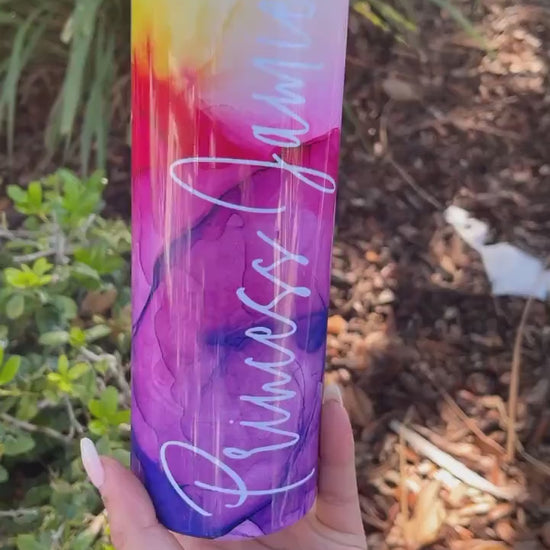 Personalized Watercolor Alcohol Ink Tumbler Gift for Friend Bridesmaid Gift Summer Wedding Gift Birthday Gift for Her Custom Water Bottle