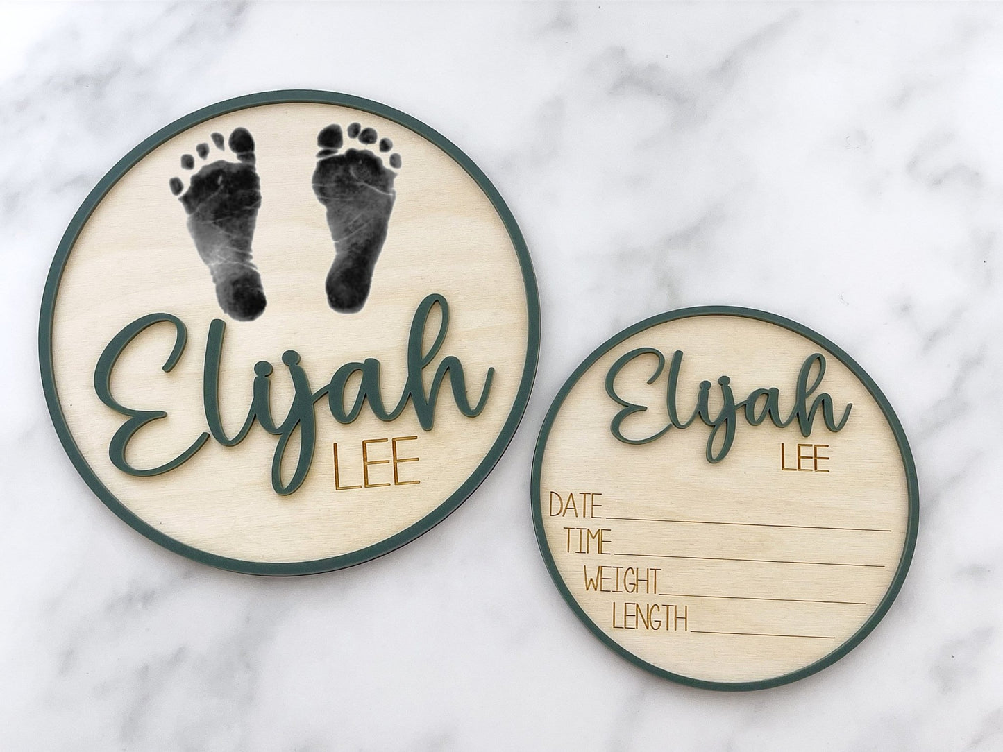 Baby Footprint Keepsake Sign Birth Stat Sign - Squishy Cheeks