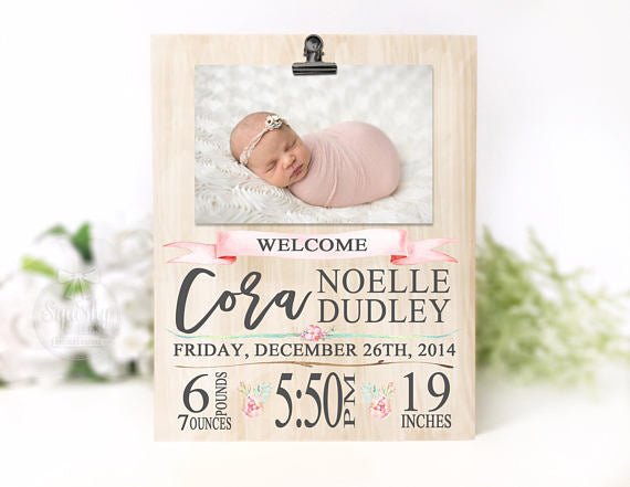 Baby Girl Birth Stat Plaque - Squishy Cheeks