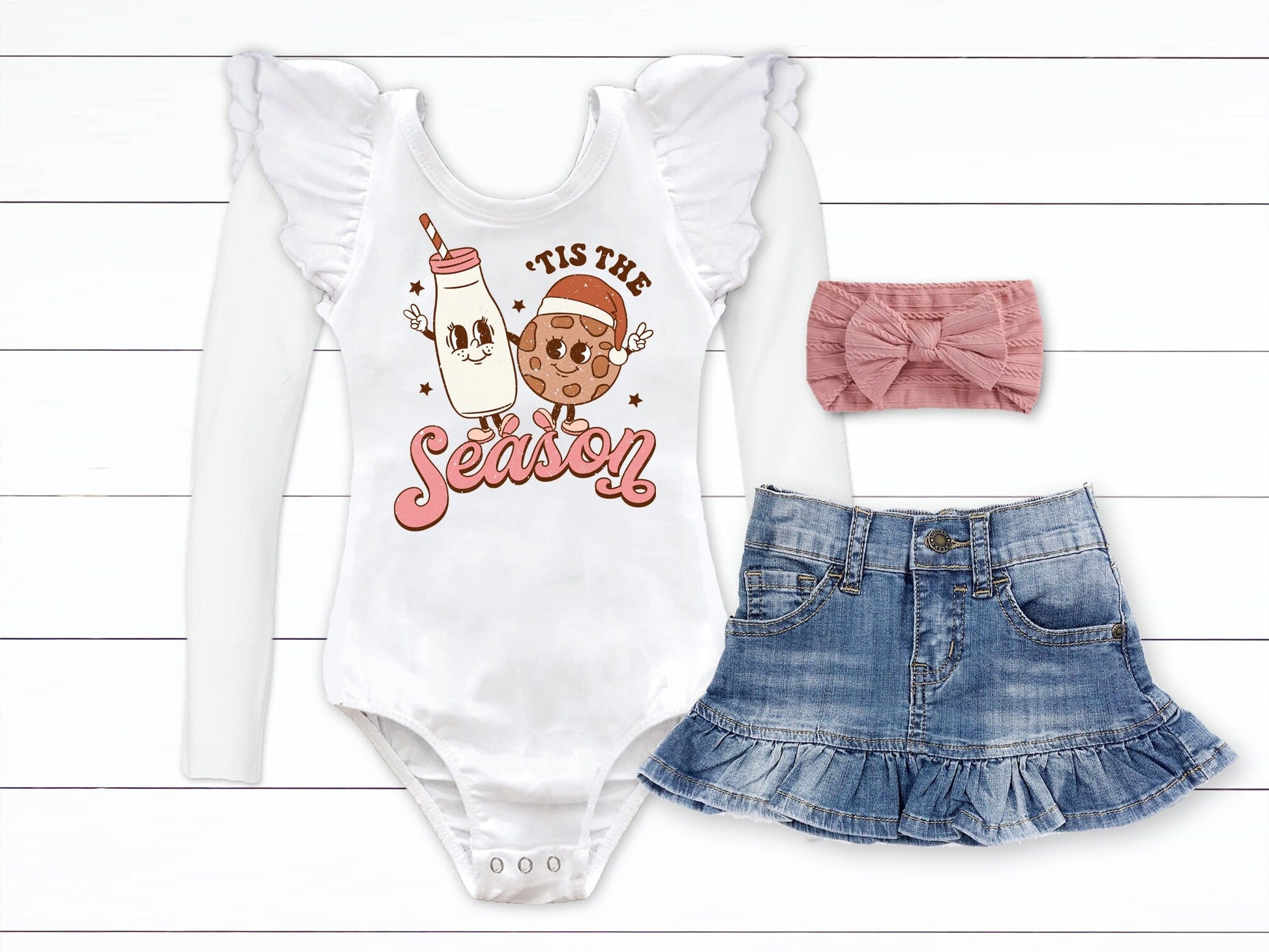 Baby Girl Christmas Outfit Holiday Bubble Romper Sweatshirt Milk Cookies 1st Christmas Romper Toddler Sweater Weather - Squishy Cheeks