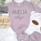 Baby Girl Personalized Knotted Gown, Bamboo Newborn Baby Girl Outfit, Newborn Outfit, Monogramed, Name Sign, Knotted Hat, Coming Home Outfit - Squishy Cheeks