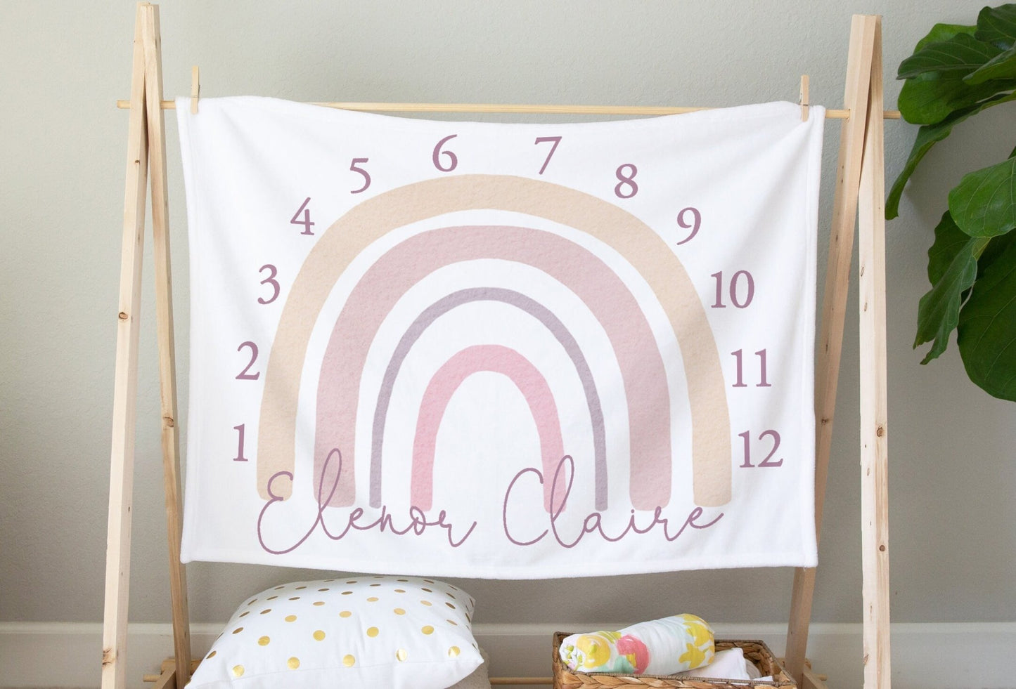 Baby Girl Rainbow Monthly Milestone Blanket - Squishy Cheeks