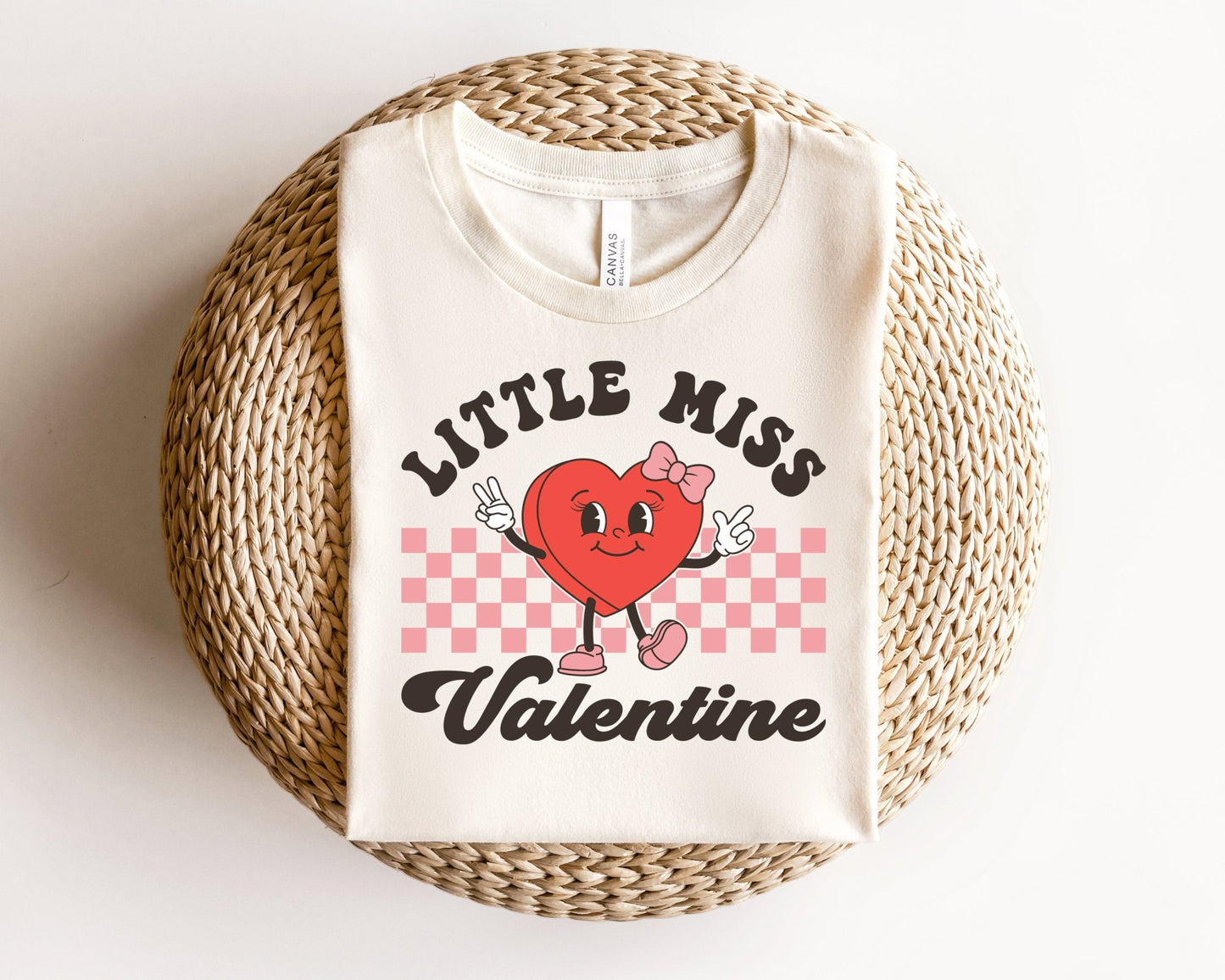 Baby Girl Retro Little Miss Valentine Outfit Bubble Romper Toddler Sweatsuit - Squishy Cheeks