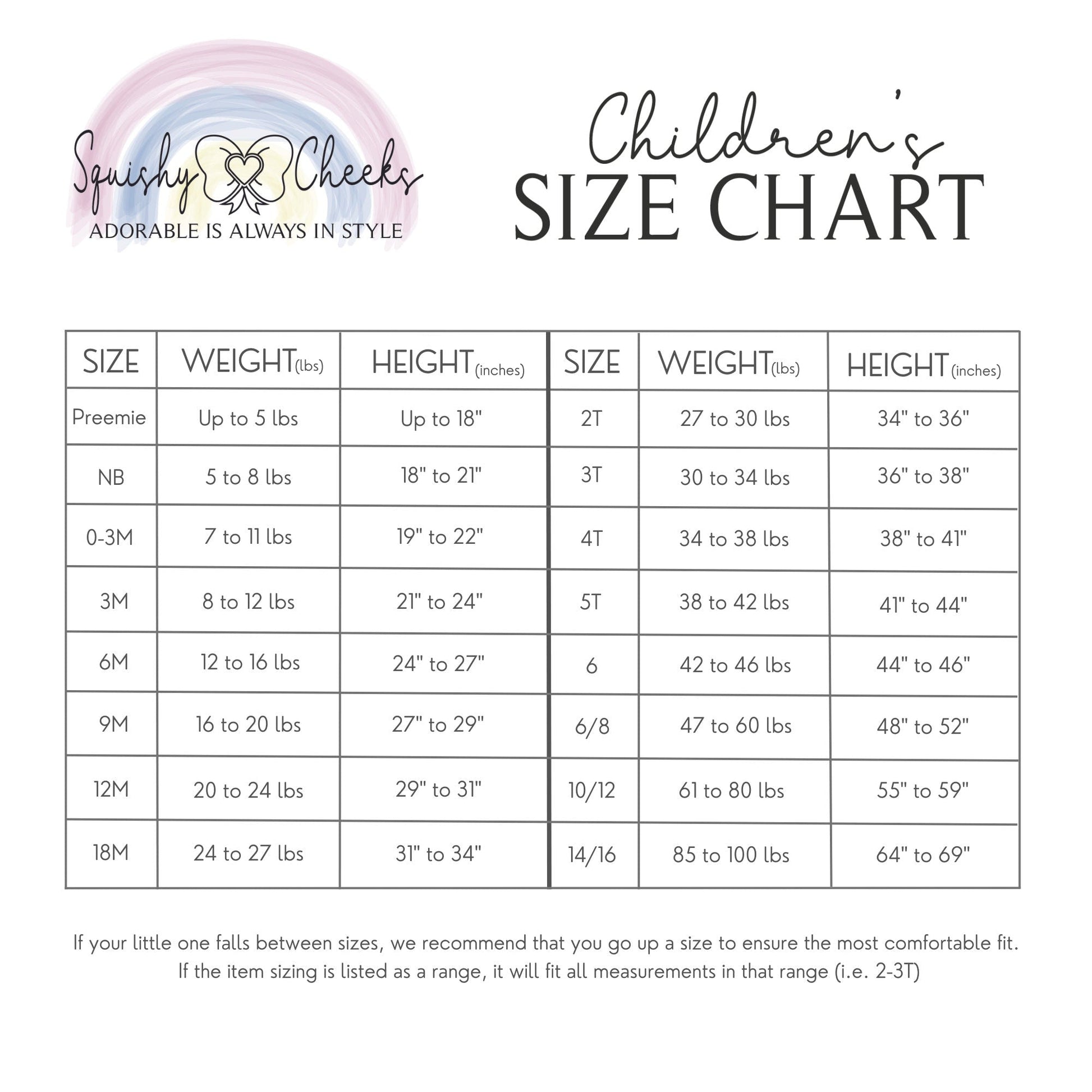 Sizing Chart – Little Miss