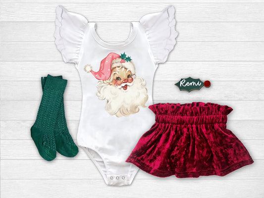 Baby Girl Santa Christmas Onesie® Leotard Outfit - Squishy Cheeks