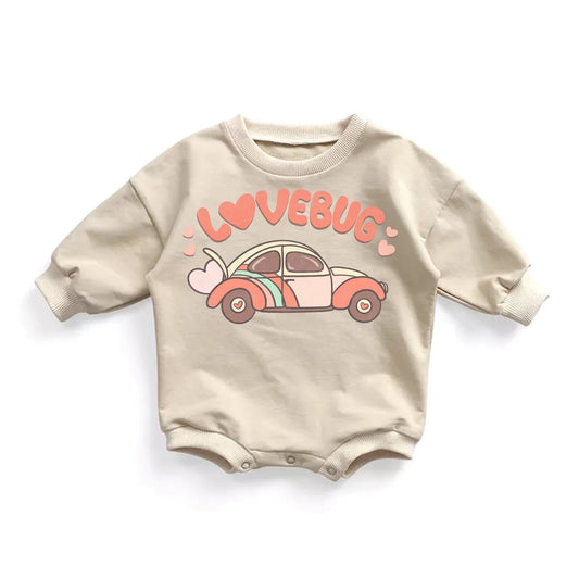 Baby Girl Valentine Onesie® Lovebug Romper Toddler Sweatsuit - Squishy Cheeks
