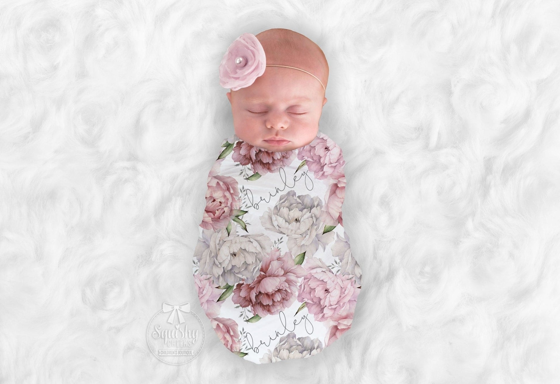 Baby Peony Blanket Pink Floral Rose Baby Girl Swaddle Personalize Baby Blanket Baby Shower Gift Monogram Blanket Name Blanket Receiving - Squishy Cheeks
