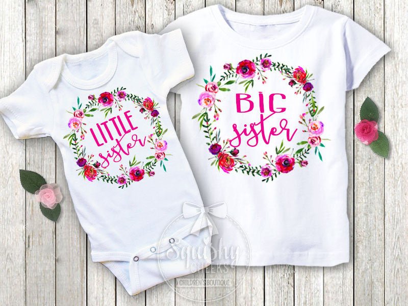 Big Sister & Little Sister Matching Shirts Set - Squishy Cheeks