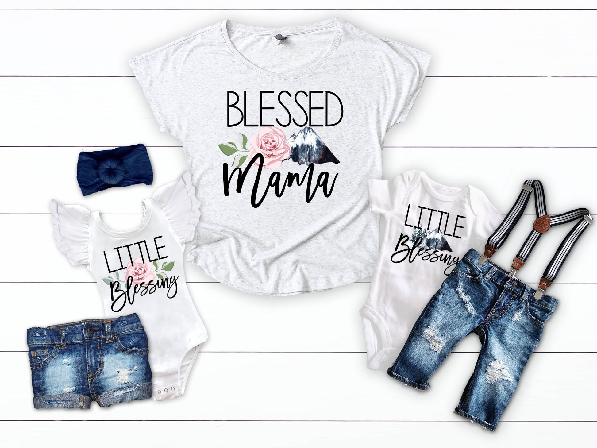 Blessed Mama Mother's Day Matching Shirts - Squishy Cheeks