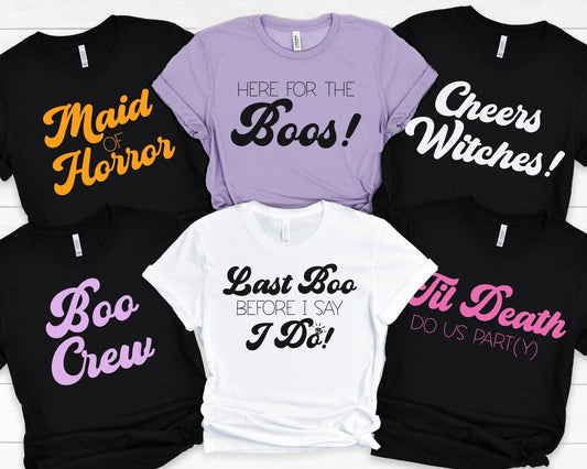 Boo Crew Bridesmaids Halloween Shirts Fall Bachelorette Party T-Shirts - Squishy Cheeks