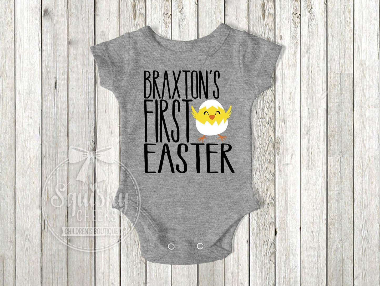 Boy 1st Easter Shirt, Boy's First Easter, Baby Boy Easter Outfit, Personalized Easter Shirt, Boy's Personalized Bodysuit, Easter Shirt - Squishy Cheeks