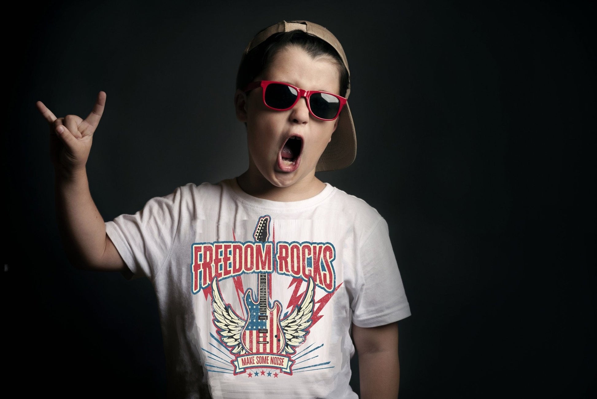 Boys 4th of July Shirt, Rockin Red White Blue, Baby Boys Patriotic Shirt, Freedom Rocks - Squishy Cheeks