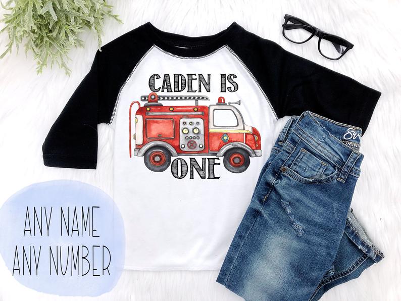 Boy's Fire Truck Birthday Outfit - Squishy Cheeks