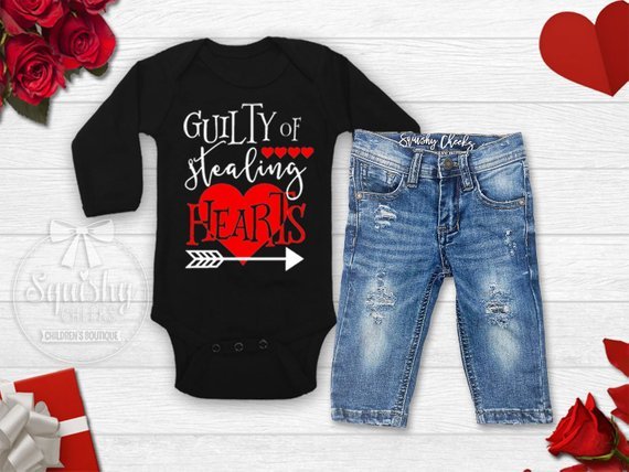 Boy's Guilty of Stealing Hearts Valentine's Day Outfit - Squishy Cheeks