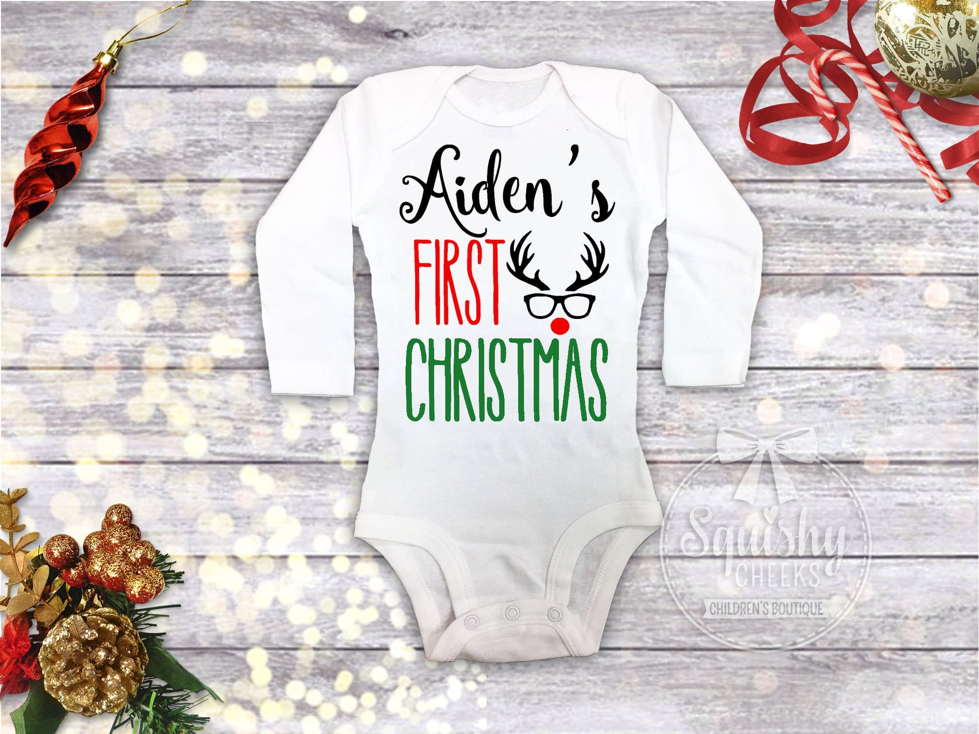 Boy's Personalized 1st Christmas Top - Squishy Cheeks