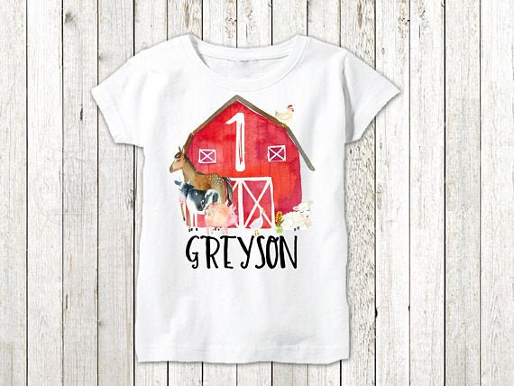 Boy's Personalized Barn Farm Animal Birthday Outfit - Squishy Cheeks