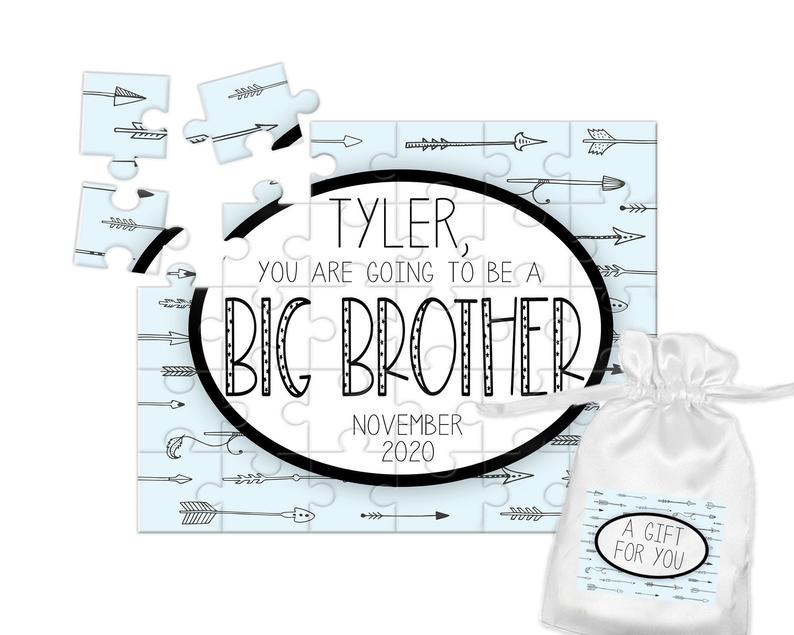 Boy's Personalized Big Brother Announcement Puzzle - Squishy Cheeks