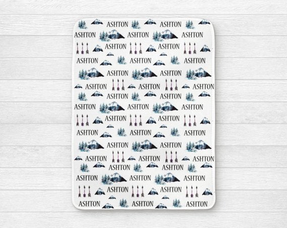 Boy's Personalized Forest Swaddle Blanket - Squishy Cheeks