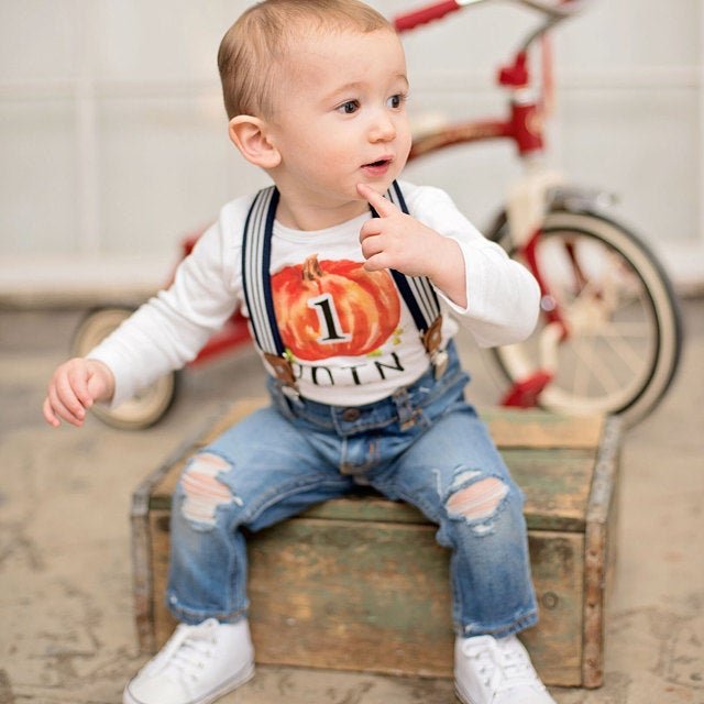 Boy's Personalized Pumpkin Birthday Outfit - Squishy Cheeks