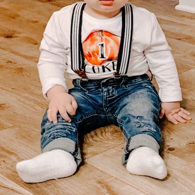 Boy's Personalized Pumpkin Birthday Outfit - Squishy Cheeks