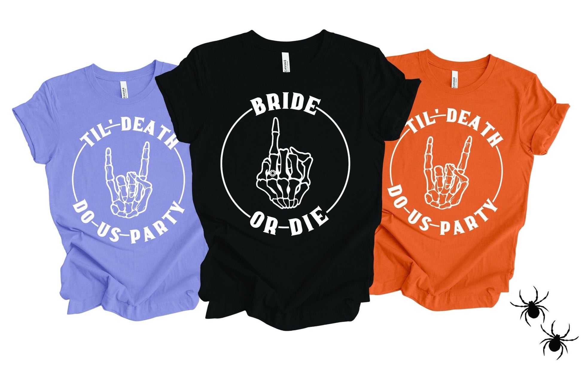 Bride or Die Bridesmaids Halloween Shirts Till Death Do Us Party Bachelorette Party T-Shirts - Squishy Cheeks