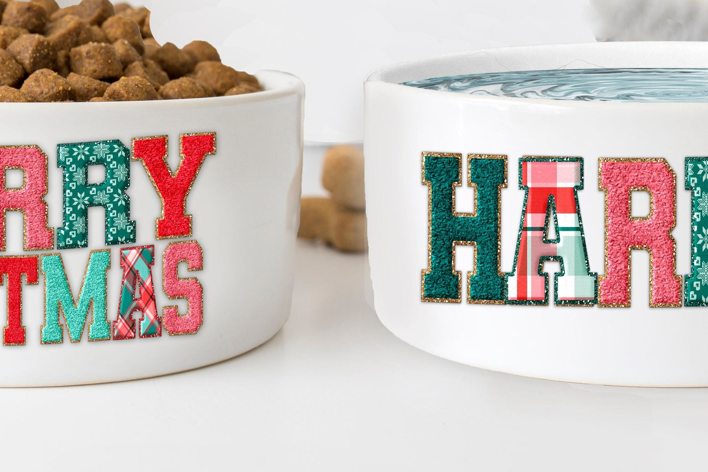 Christmas Dog Bowls Holiday Pet Bowls Food Bowl Water Bowl Cat Bowls - Squishy Cheeks