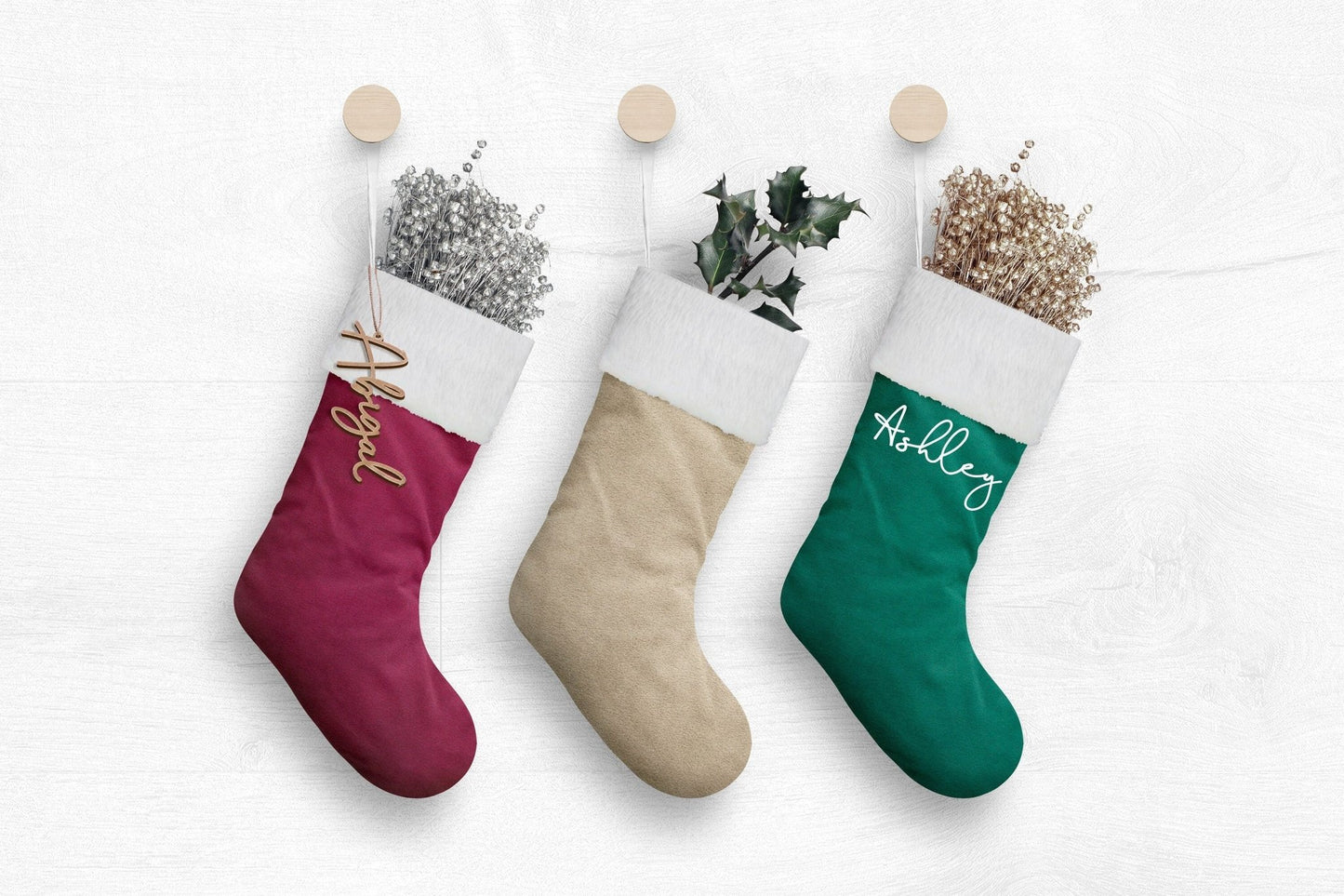 Christmas Stockings Personalized Velvet Stockings Red Stocking Green Stocking - Squishy Cheeks