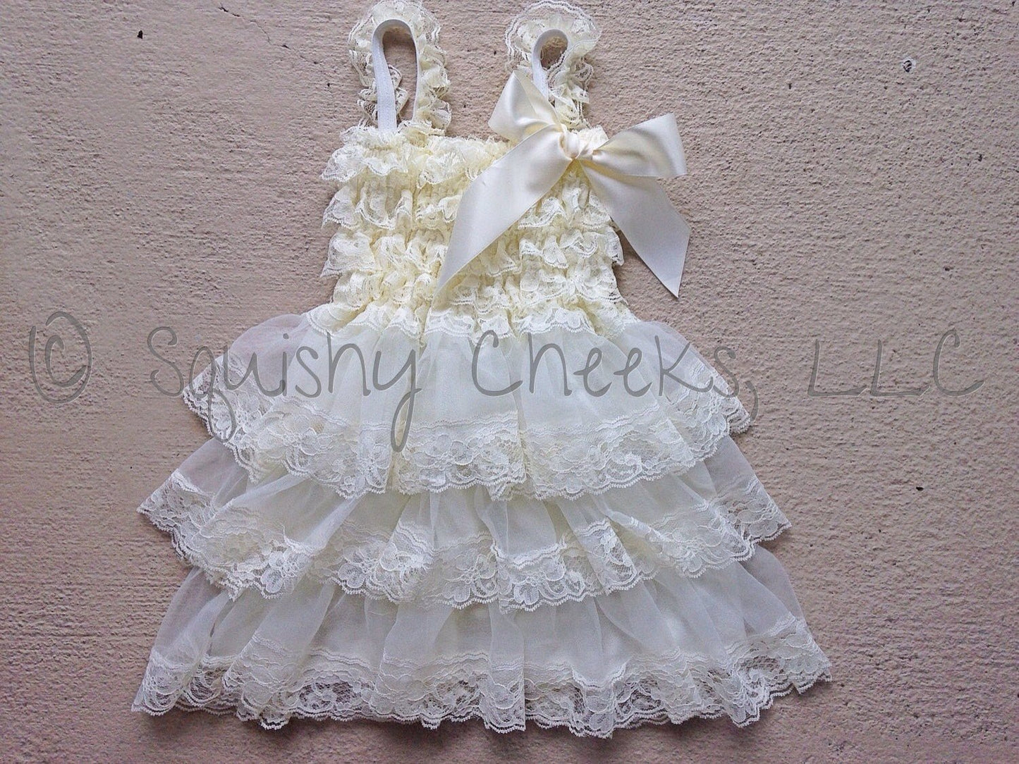CLEARANCE Ivory Ruffled Lace Dress - Squishy Cheeks